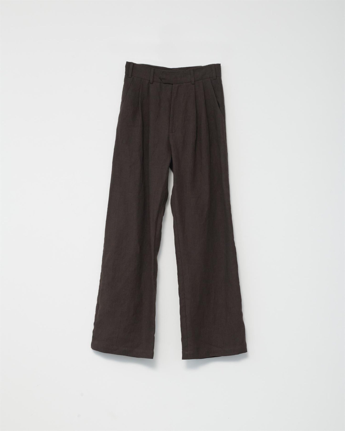 Linen wide box pants dark brown size 1