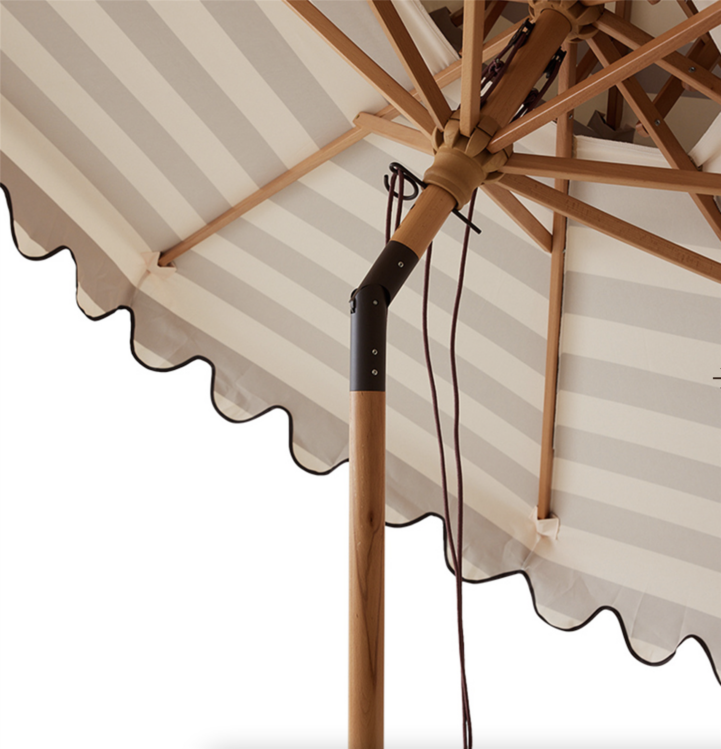 Striped patio umbrella stracciatella