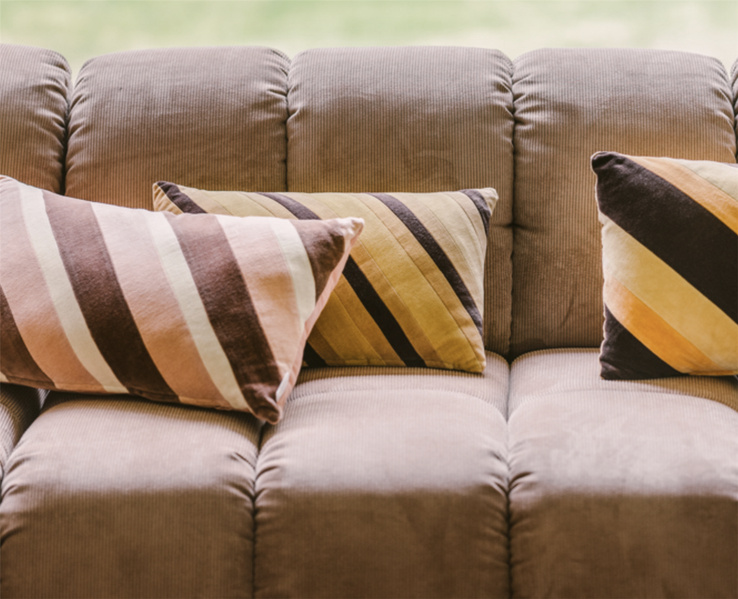 Velvet striped cushion Rose 35x60
