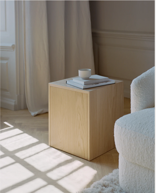Mass Side Table w. Drawer Oak  H 470 x W: 400 x D: 400 mm
