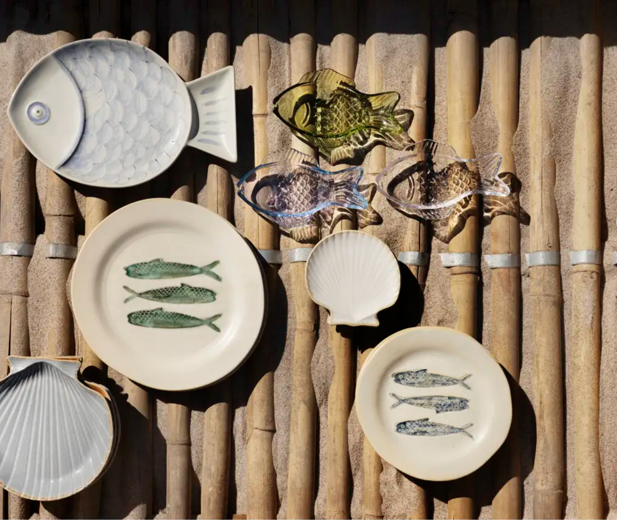 Stoneware dinner plate offwhite/green  ø 27,5 cm