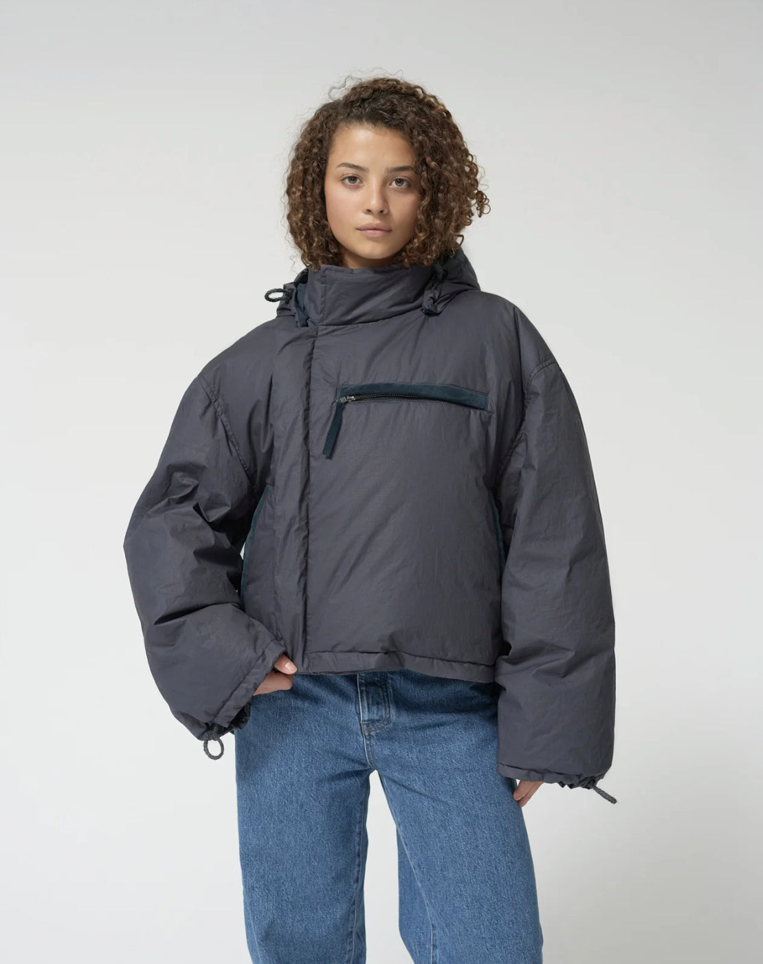 Re:down puffer jacket navy size 1