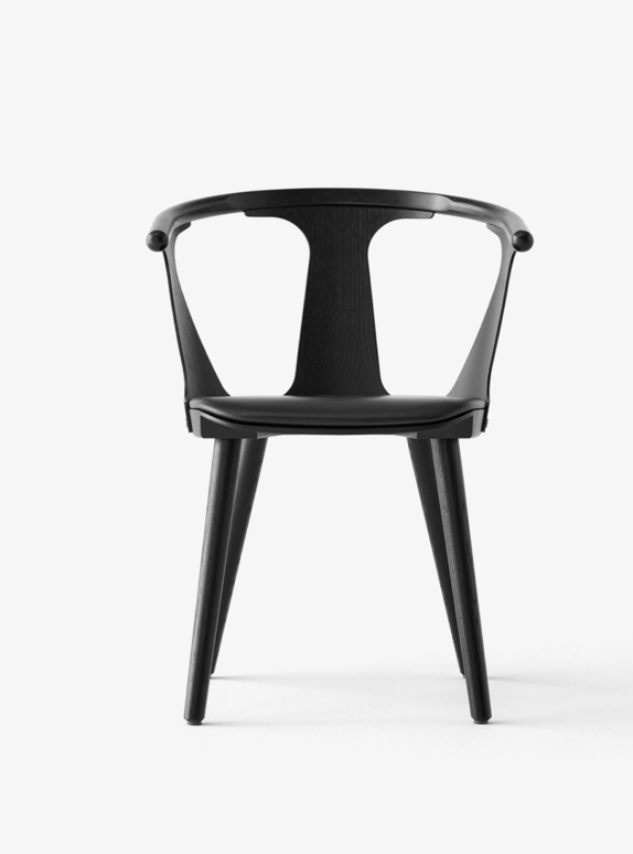 In between chair SK2 black lacquered oak w. black silk leather