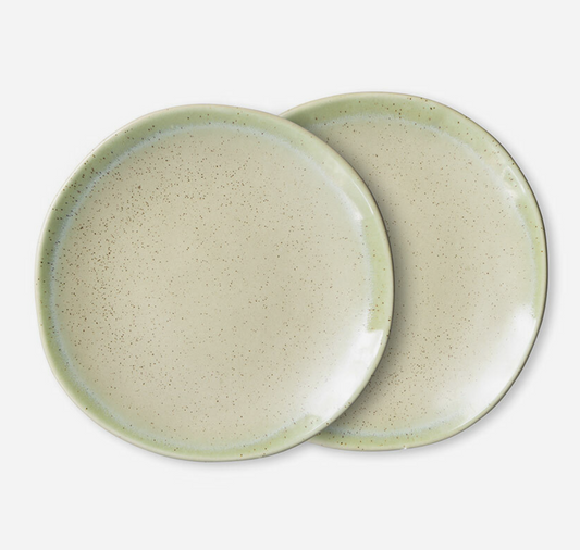 ceramic 70s side plates pistachio set 2