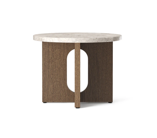 Androgyne side table  Ø 50 - Dark stained oak/kunis Breccia Sand