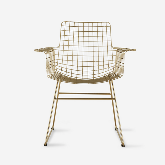 Brass metal wire chair 2pk spisestol m/armlen