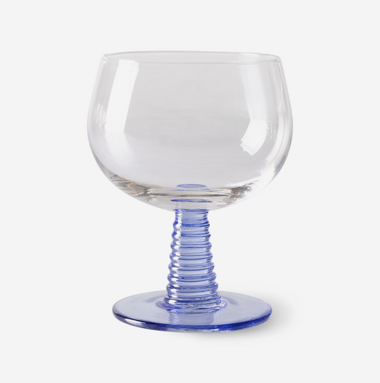 Swirl Wine Glass Low - Blue
