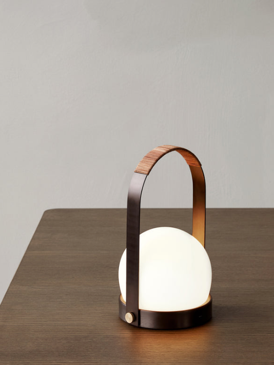 Carrie Table Lamp, leather  - Bronzed Brass / Leather