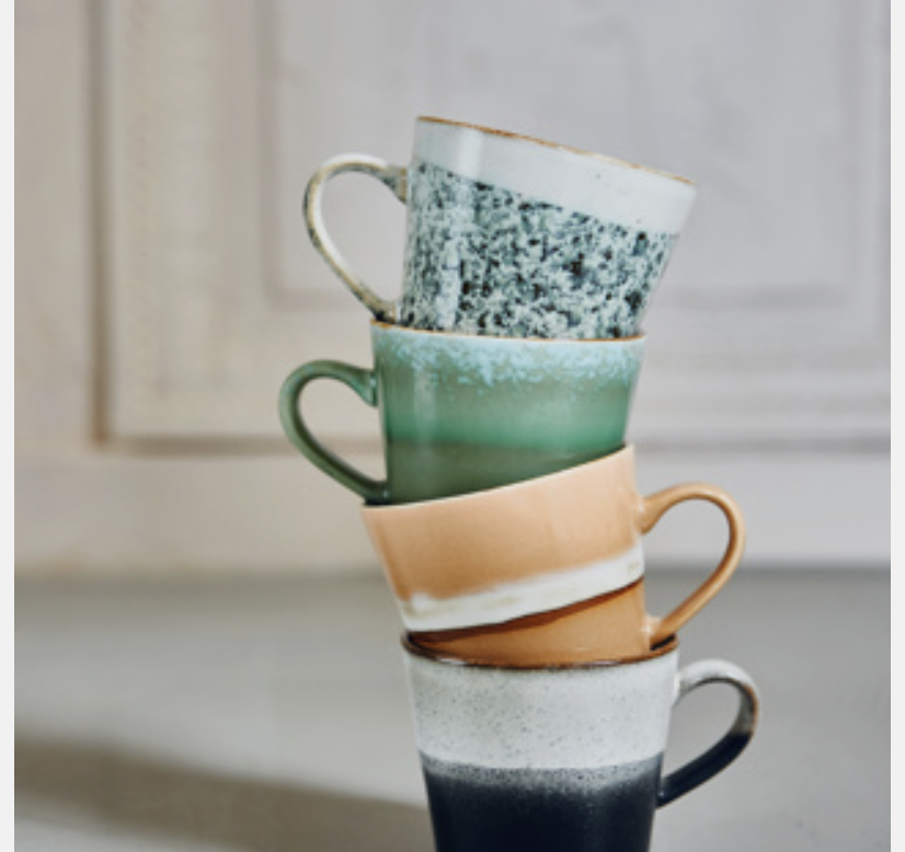 70s ceramics: cappuccino mug, hail