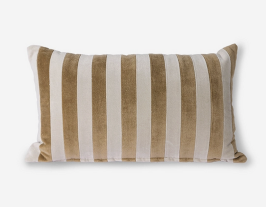 stripet velvet cushion brown natural 30x50