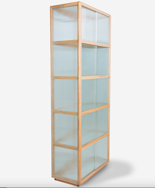 display cabinet ribbed glass natural