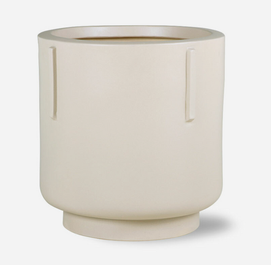 footed pot earthenware cream beige