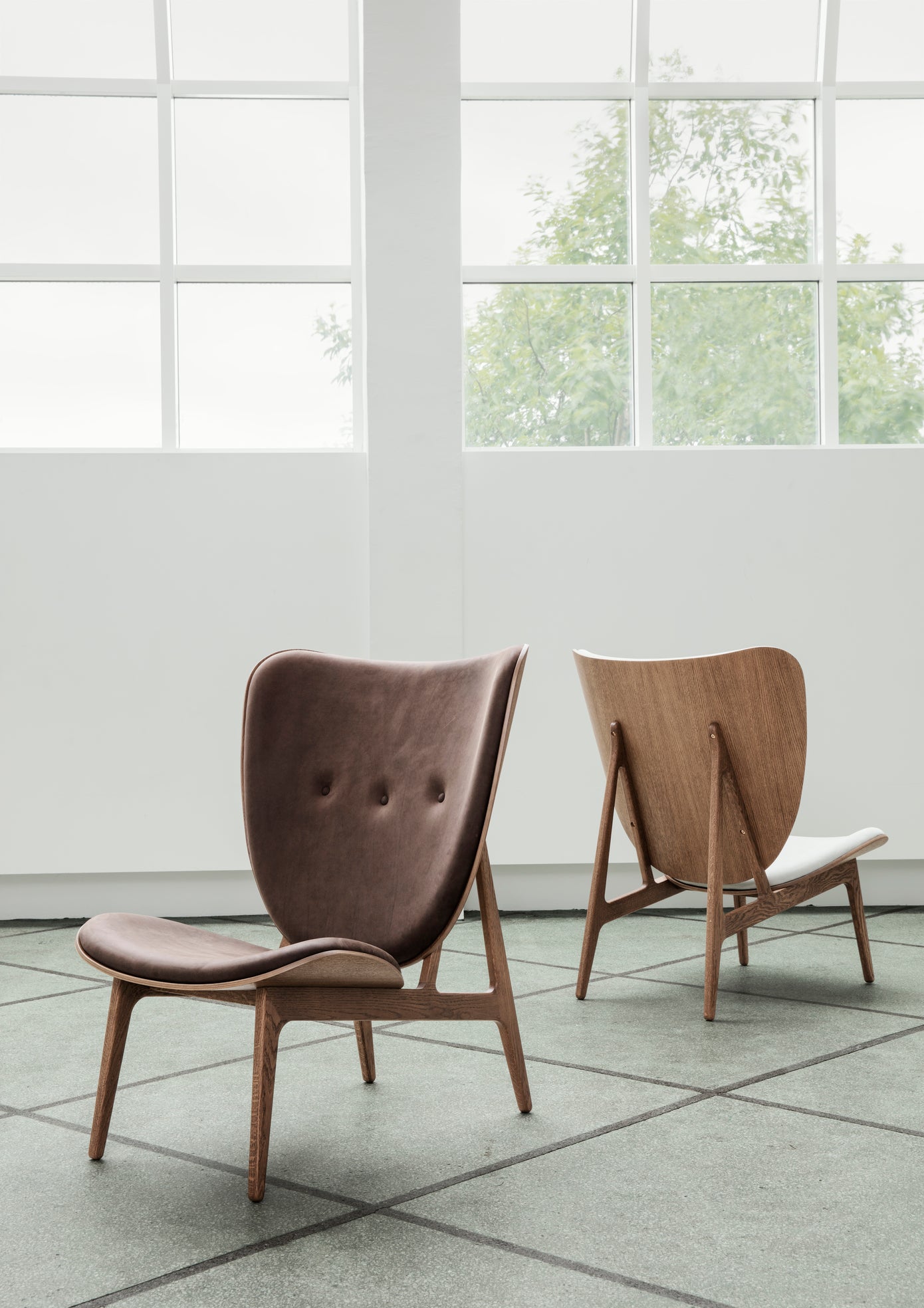 Elephant chair natural oak/sheepskin brown