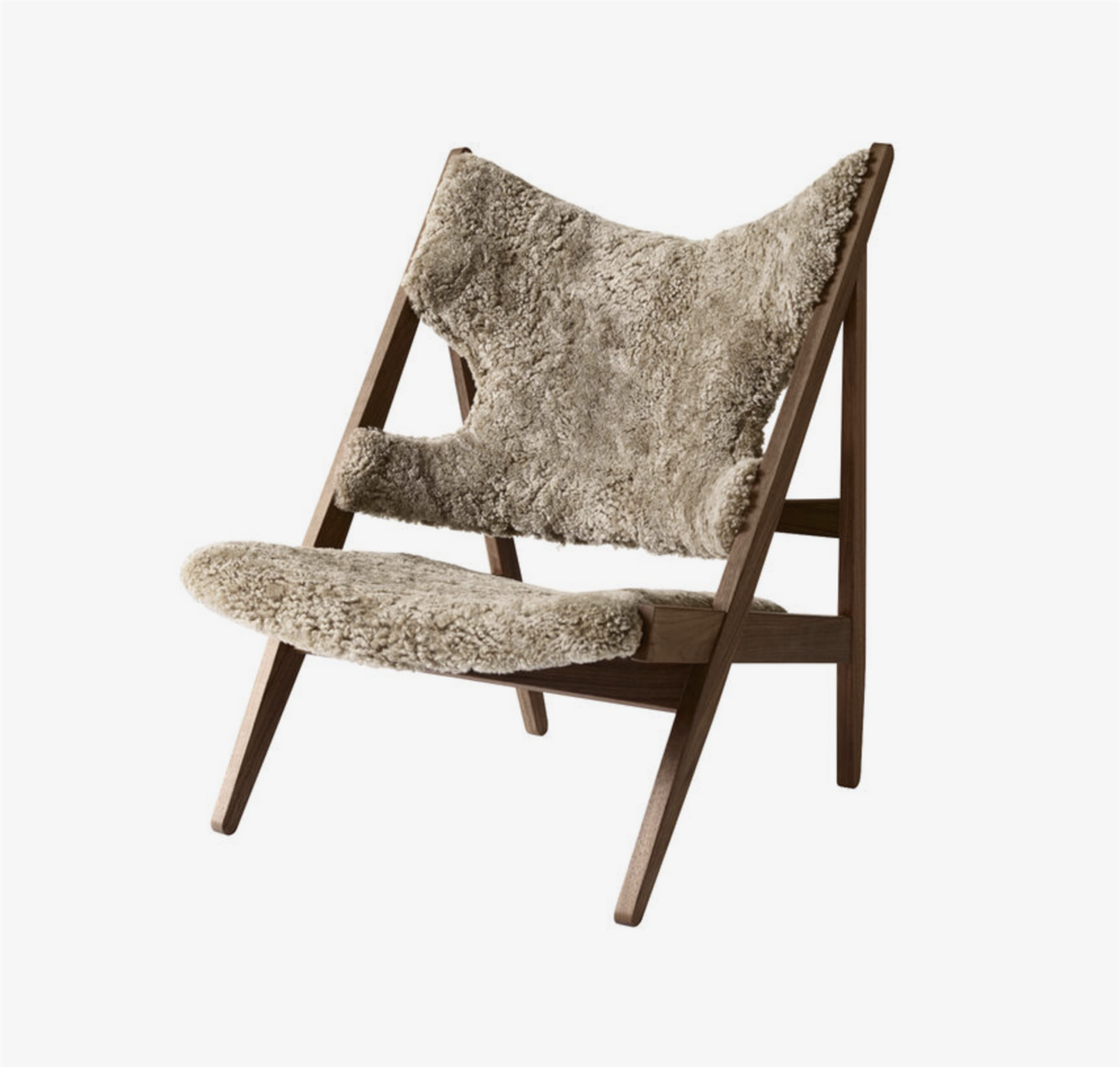 Knitting lounge chair -  sheepskin Sahara/Walnut