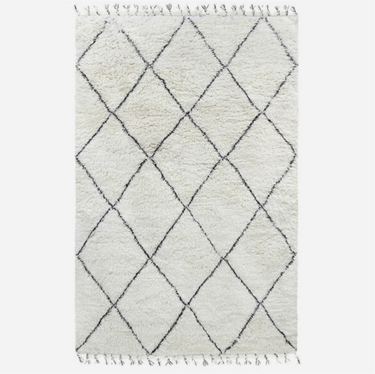 woolen berber rug 200x300cm sort/hvit