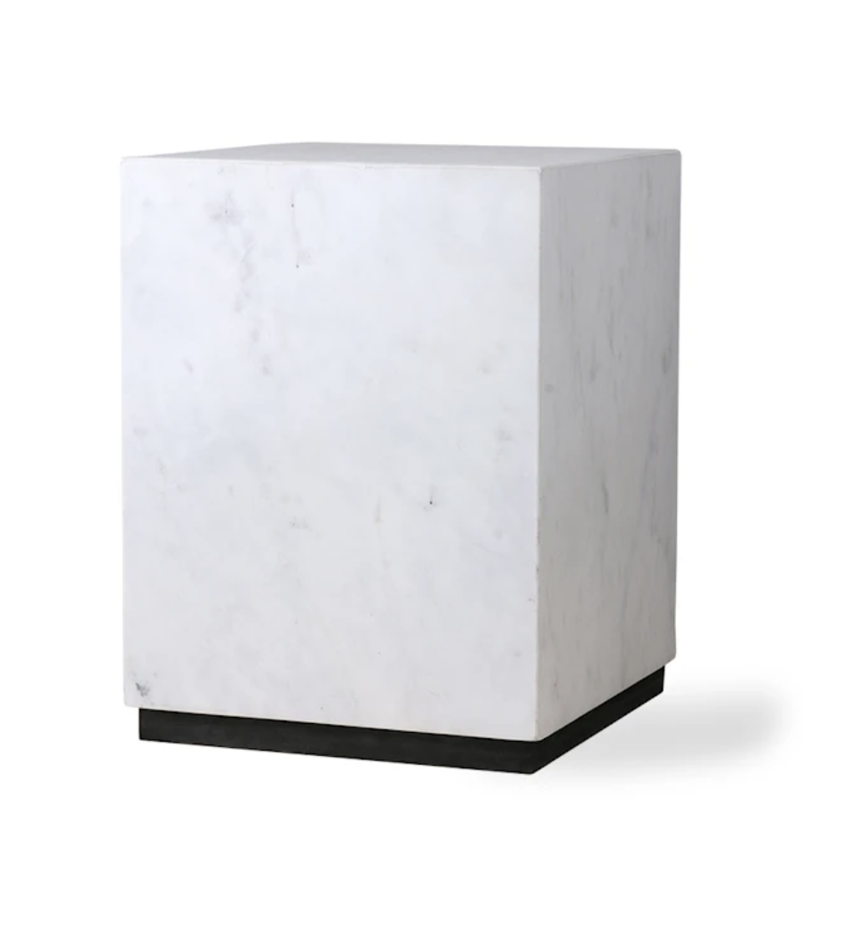 white marble block table M