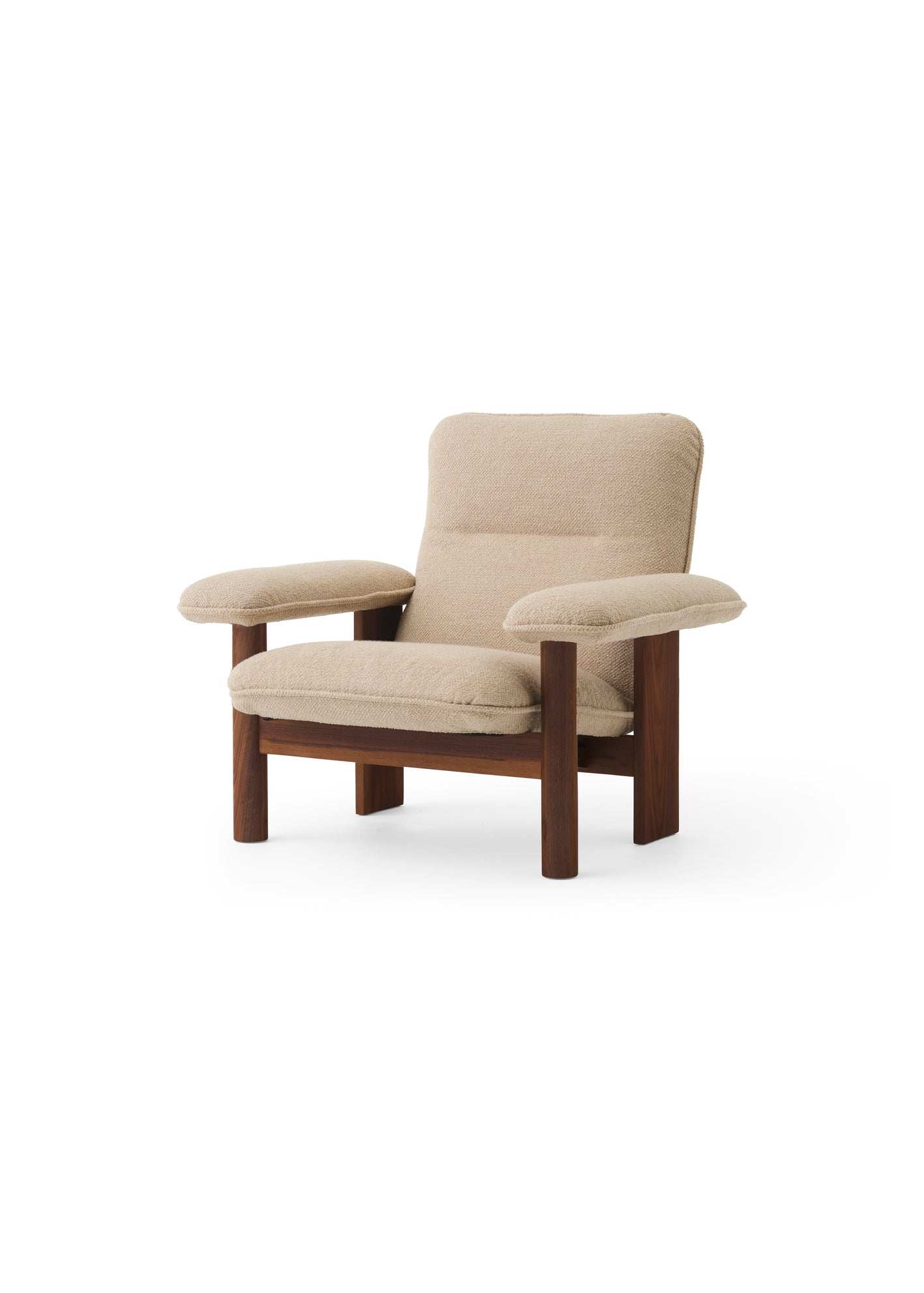 Brasilia lounge chair boucle 02, walnut