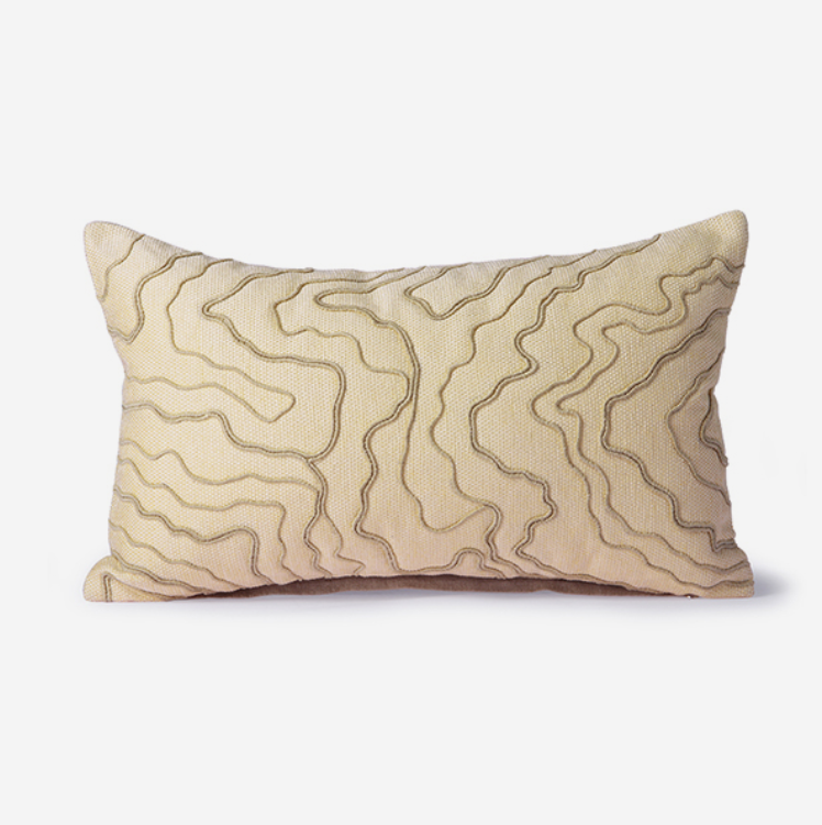 Cream Cushion With Stitched Lines