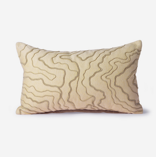 Cream Cushion With Stitched Lines