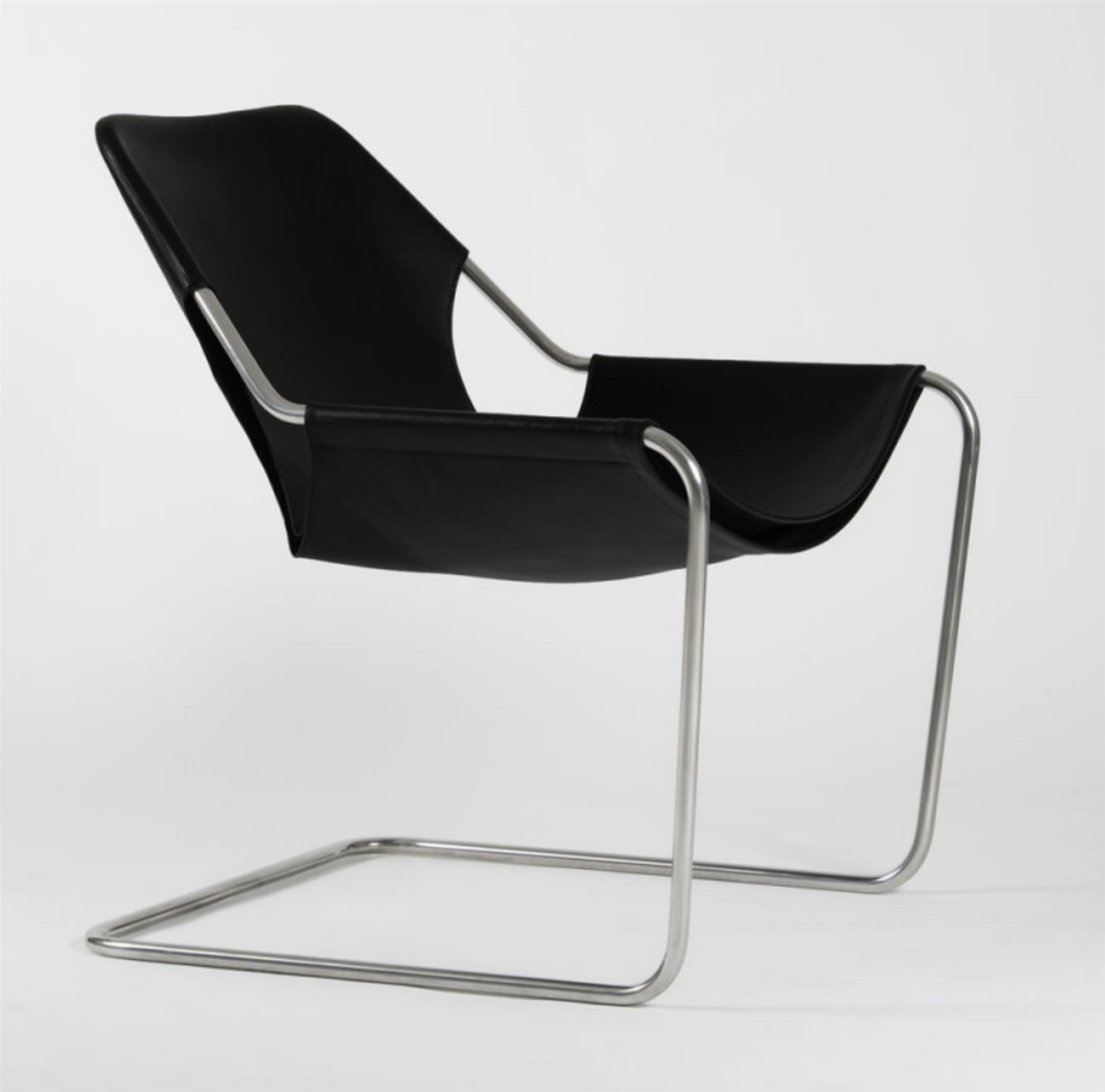 Paulistano armchair stainless steel black matte leather