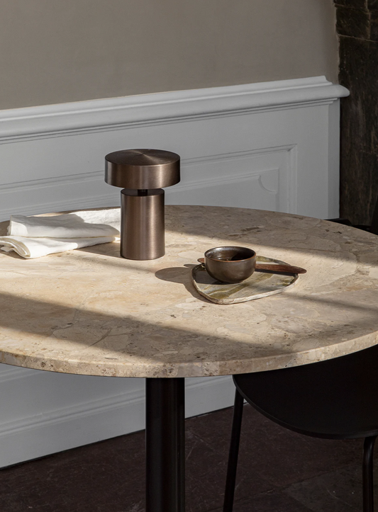 Harbour Column Dining Table / Circular / Black, Kunis Breccia Stone / Ø60