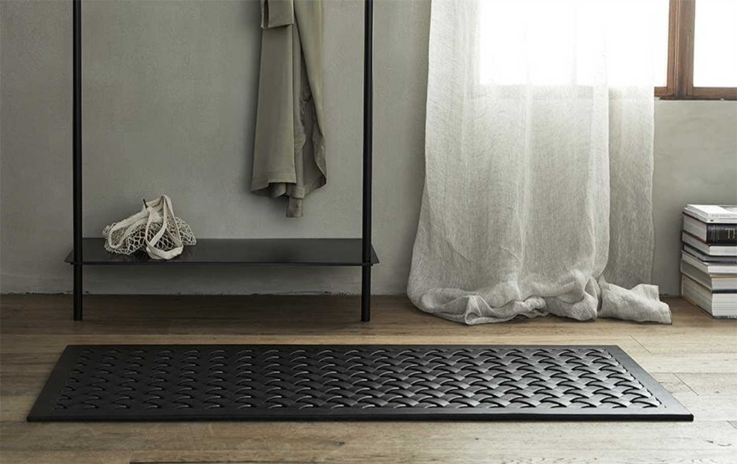 Doormat, weaving, square, black rubber 61x142cm