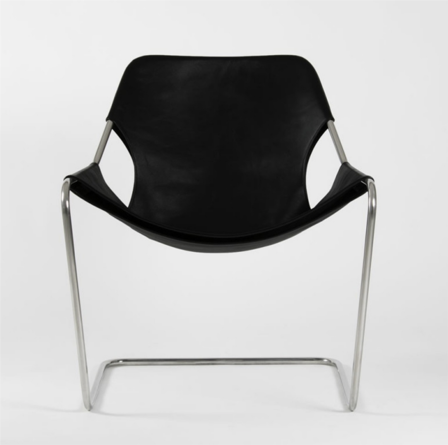Paulistano armchair stainless steel black matte leather