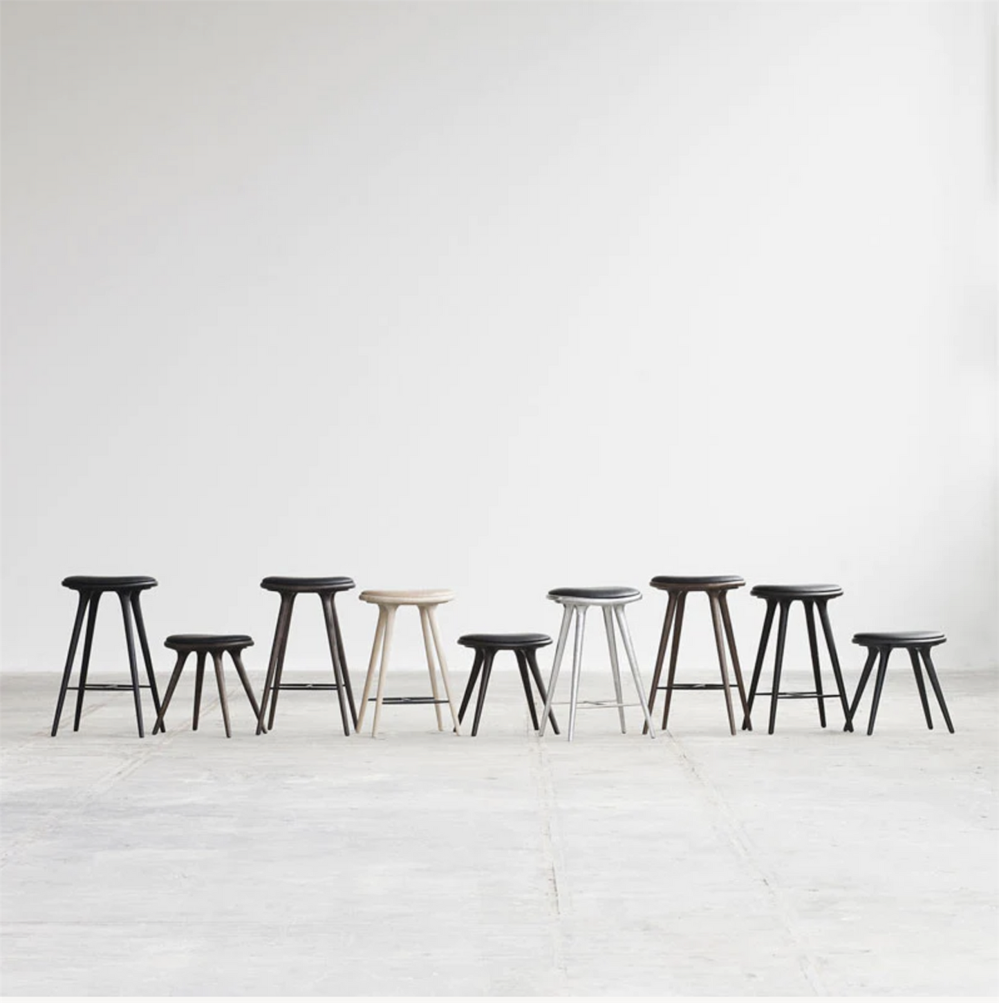 High stool, black stained beech 69 cm