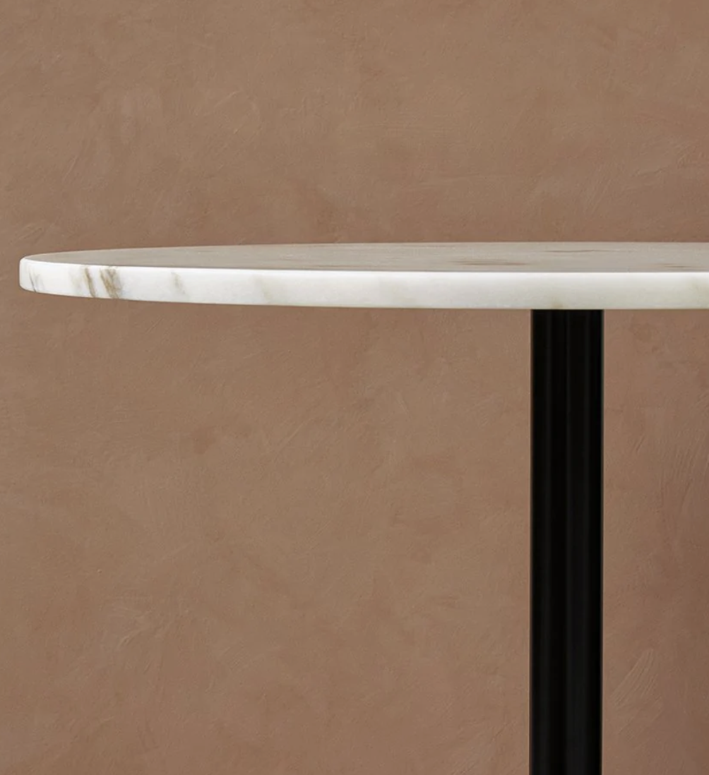 Harbour Column Dining Table / Circular / Black, Off White Marble / Ø60