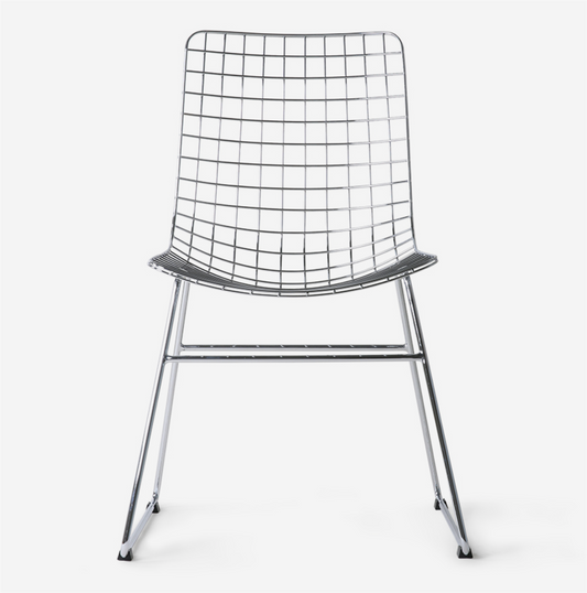 Metal wire chair spisestol 2pk silver